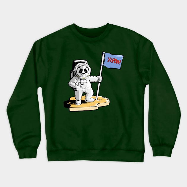 Panda on the moon Crewneck Sweatshirt by TomiAx